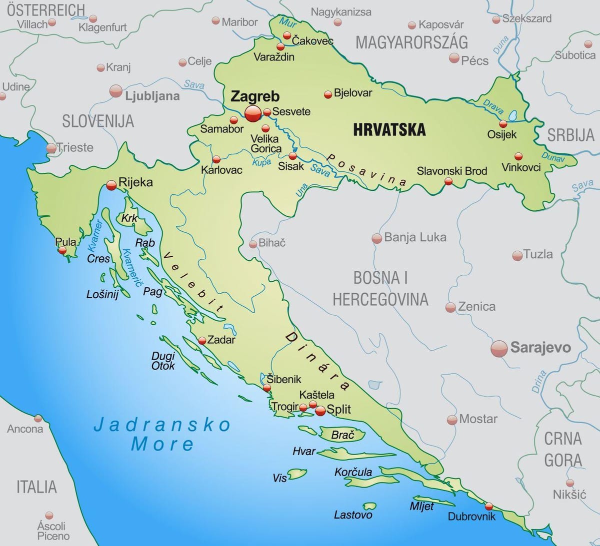 Şimali Xorvatiya xəritəsi