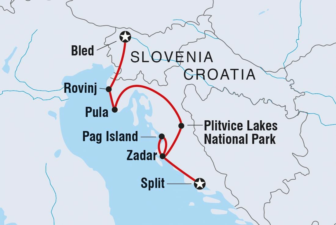плитвицкие göl, Xorvatiya xəritədə