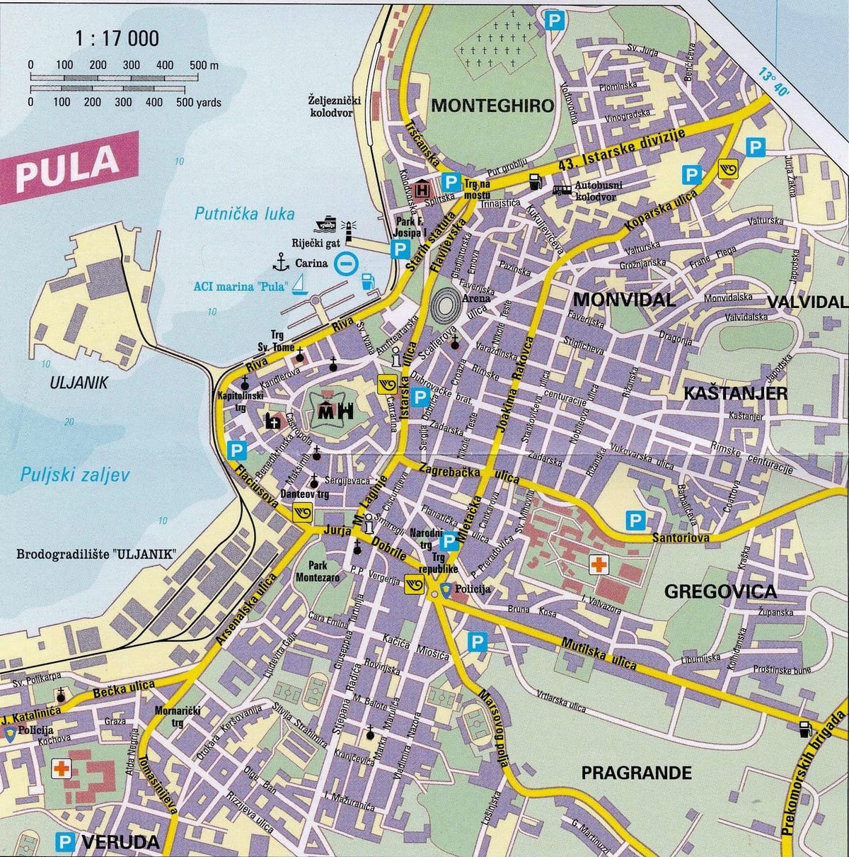turizm xəritəsi pula Xorvatiya