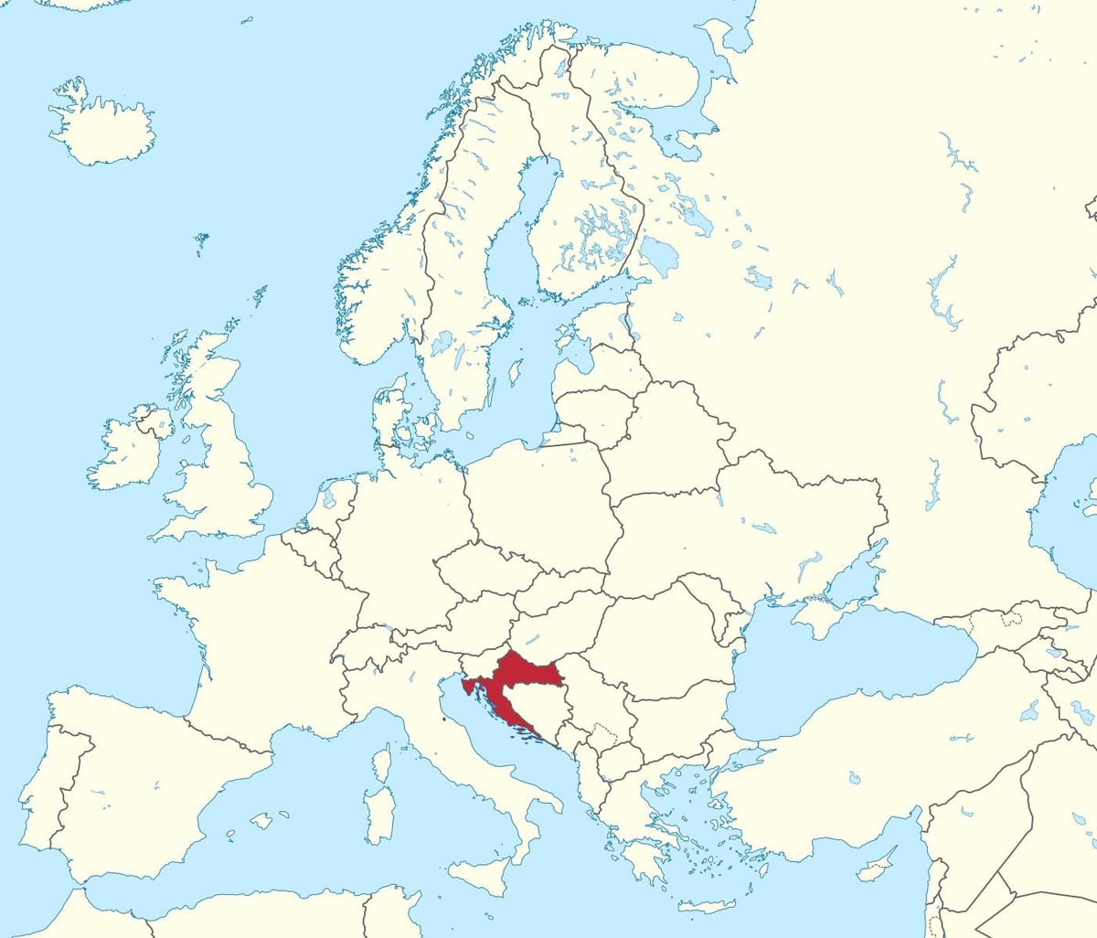 Xorvatiya xəritədə Avropa