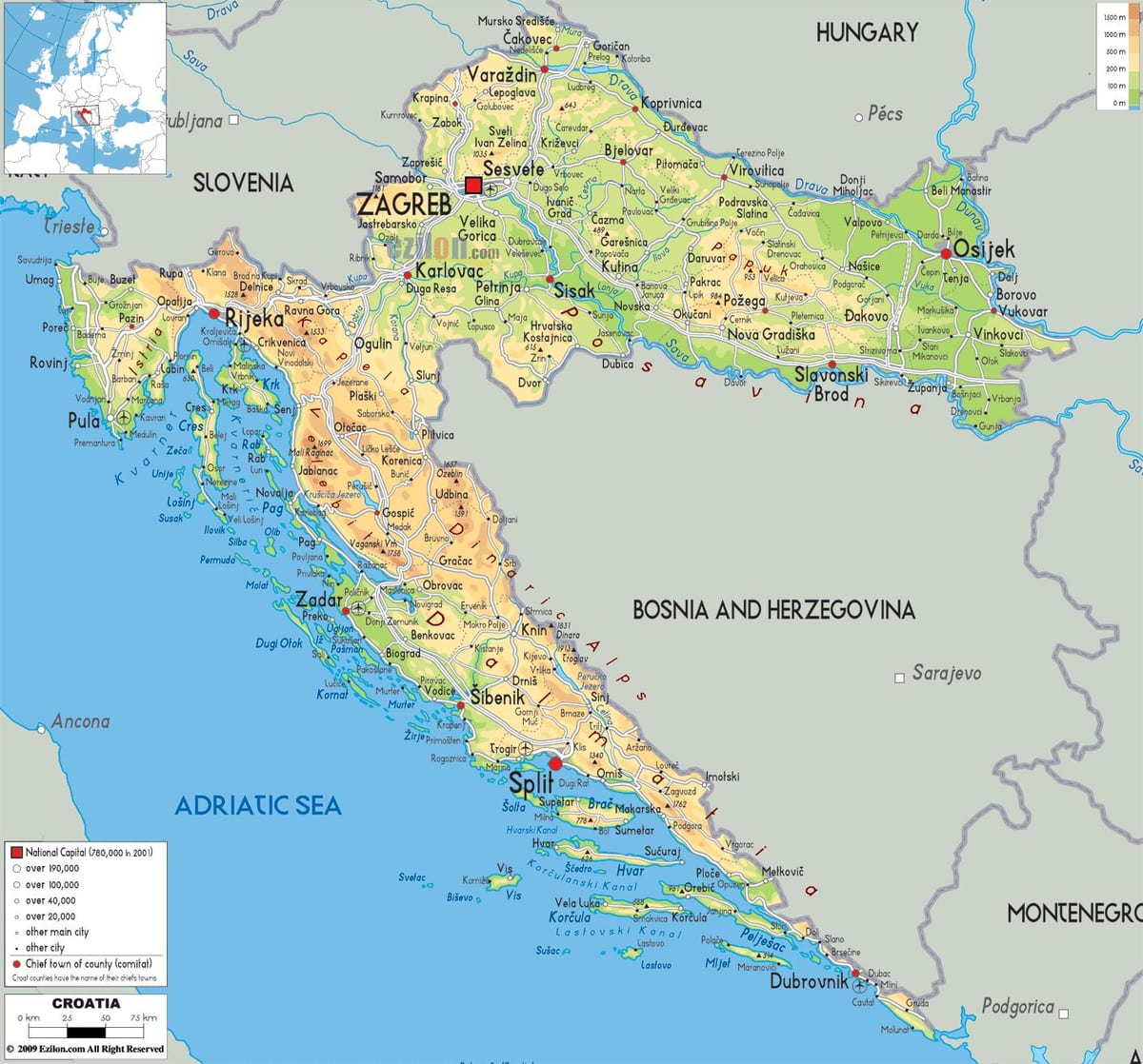 Xorvatiya xəritədə