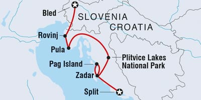 Плитвицкие göl, Xorvatiya xəritədə
