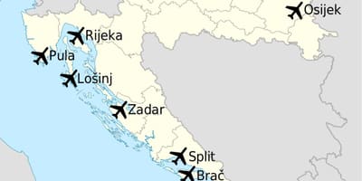 Kart Xorvatiya göstərən aeroportlar
