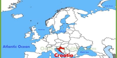 Yeri Xorvatiya dünya xəritəsində